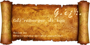 Günsberger Ákos névjegykártya