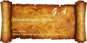 Günsberger Ákos névjegykártya